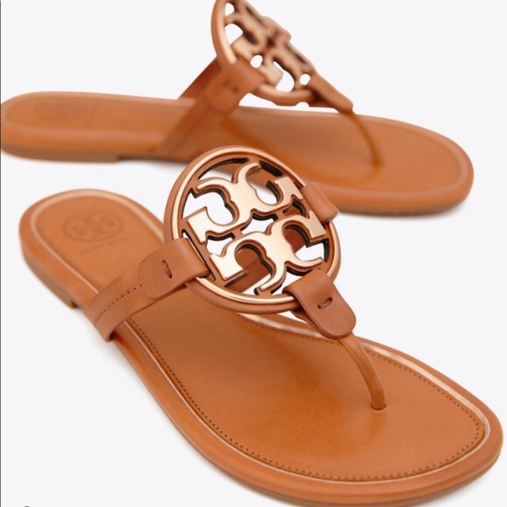 NEW Tory Burch Metal Miller Leather Sandals - Picture 2 of 9
